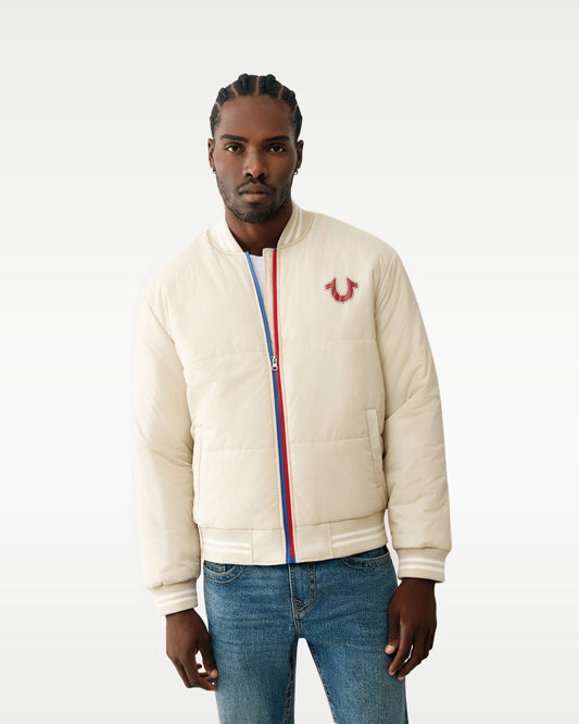 Chamarra True Religion Two-Tone Zip Puffer Crema