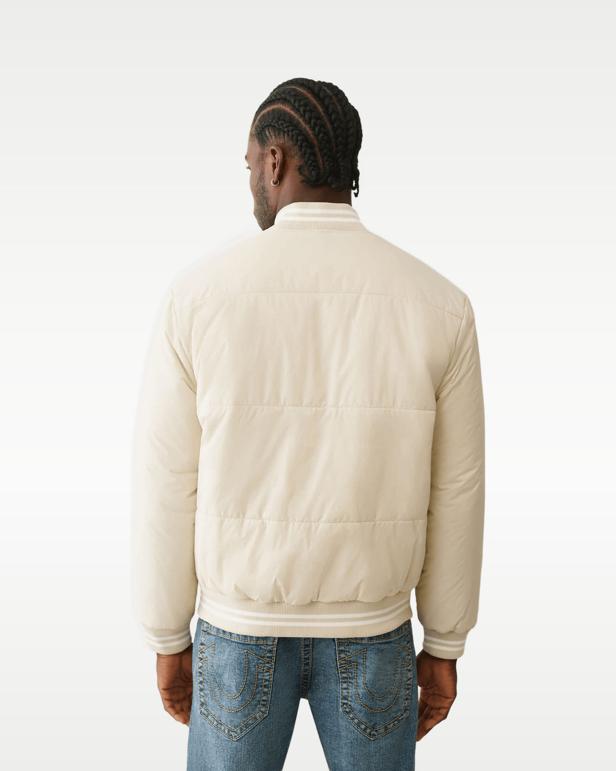 Chamarra True Religion Two-Tone Zip Puffer Crema — vista 3