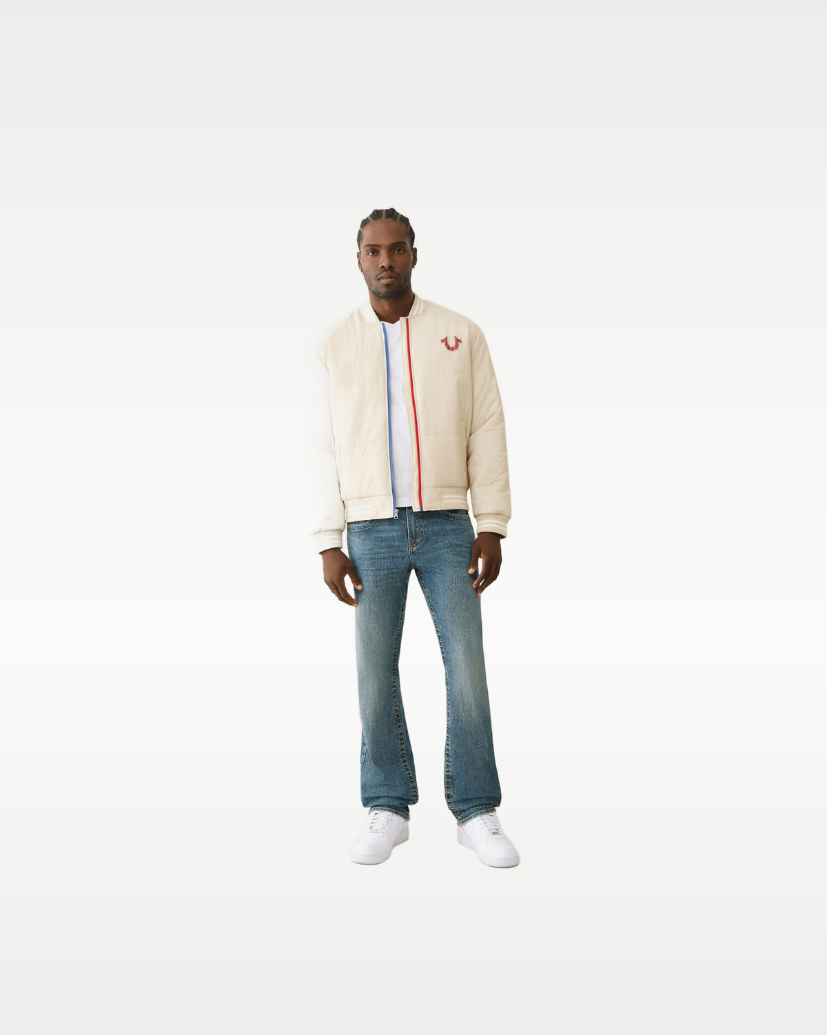 Chamarra True Religion Two-Tone Zip Puffer Crema — vista 4