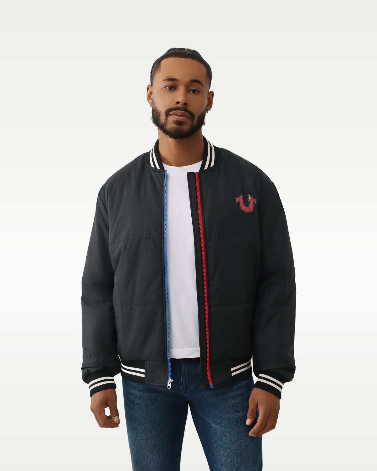 Chamarra True Religion Two-Tone Zip Puffer Negra