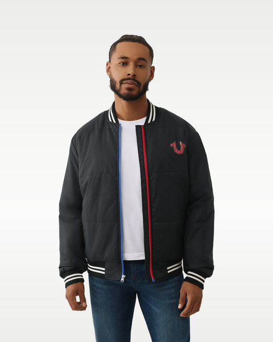 Chamarra True Religion Two-Tone Zip Puffer Negra
