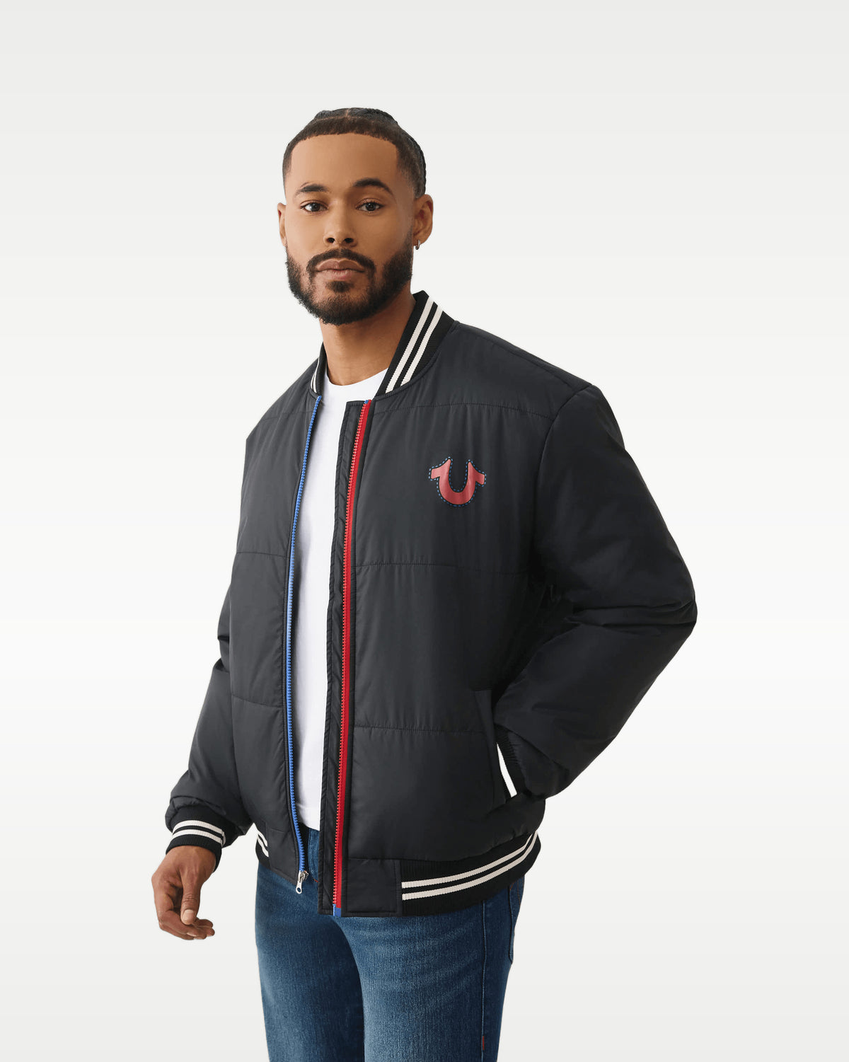 Chamarra True Religion Two-Tone Zip Puffer Negra — vista 3