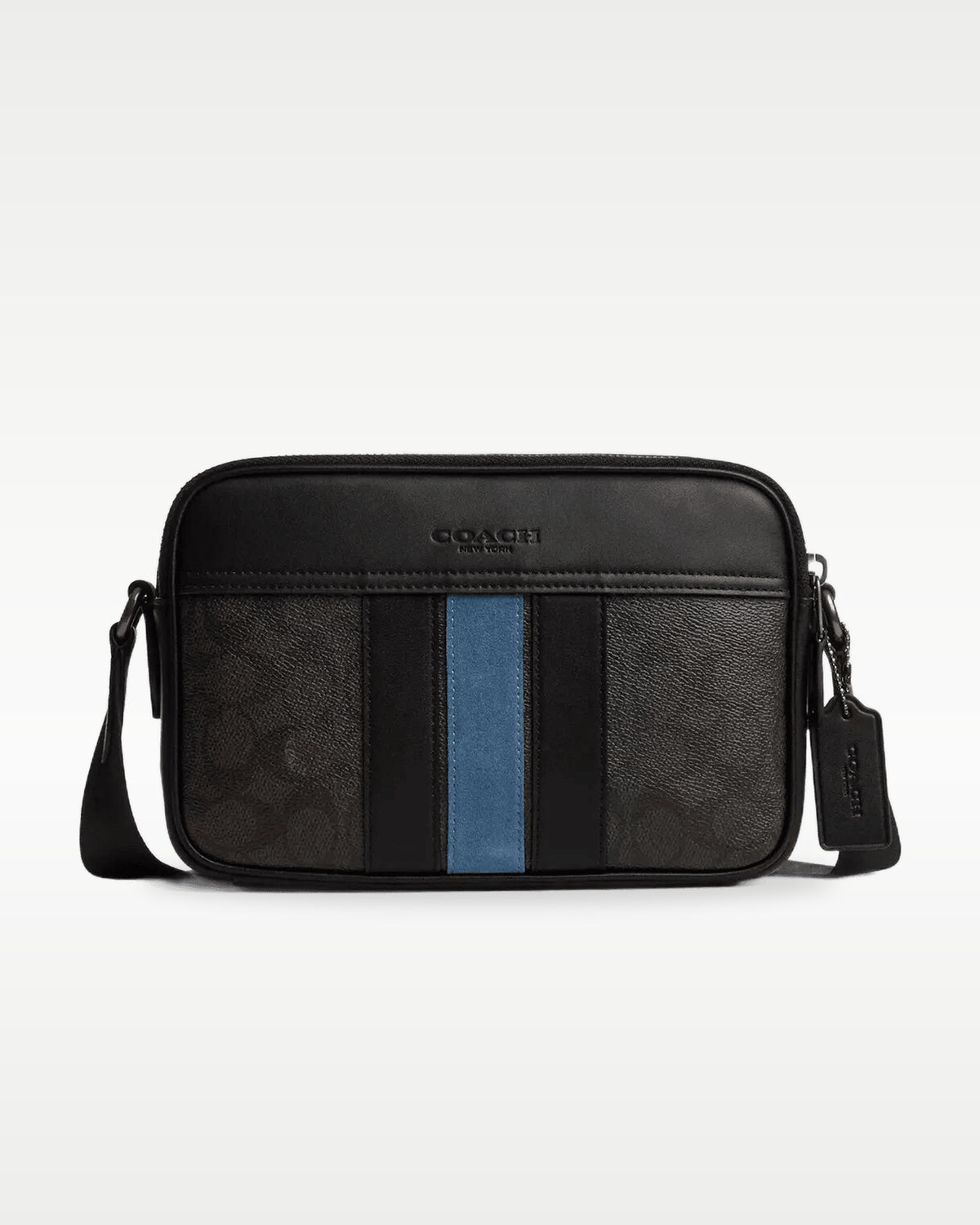 Coach Graham Crossbody Signature Varsity Stripe Charcoal Denim