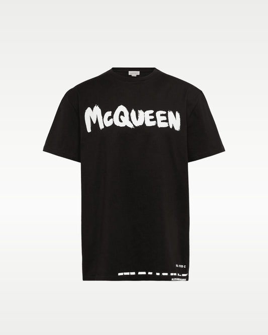 Playera Alexander McQueen Graffiti Logo Negra