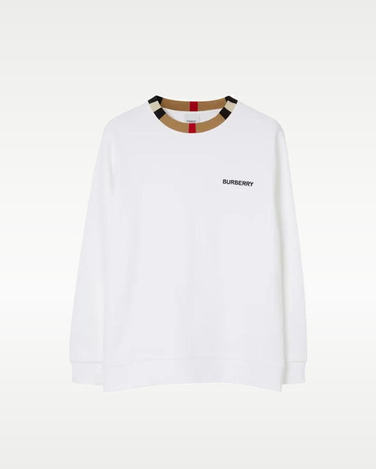 Sudadera Burberry Check Trim Blanca